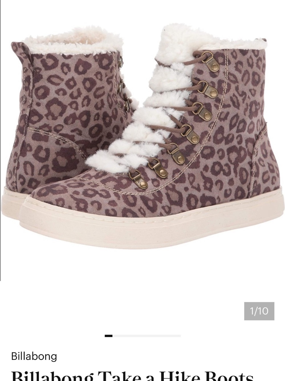 New Billabong Take a Hike Boots Animal Cheetah Print Size 9
